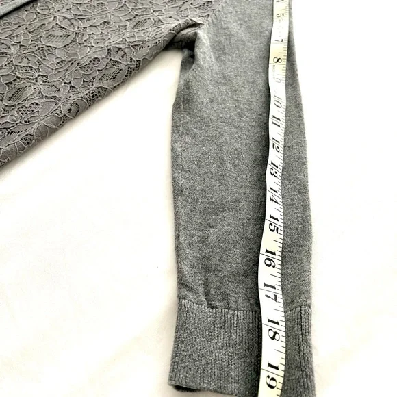 LOFT Gray Lace Cotton/Nylon Stretch Women's Light Sweater - Picture 15 of 15
